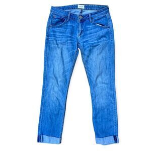 HUDSON BACARA STRAIGHT LEG CROPPED CUFFED JEANS BLUE SIZE 25